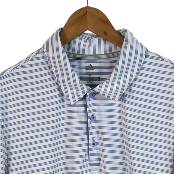 PO796 Men’s Adidas Golf Brand Performance Striped Stretch  Polo Shirt L - Picture 4 of 4